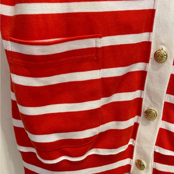Vintage Adrienne Vittadini Red Stripe Nautical Cardigan - Picture 5 of 7